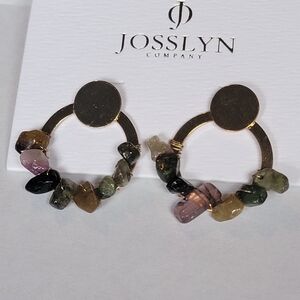 Multicolor Stone Hoop Earrings